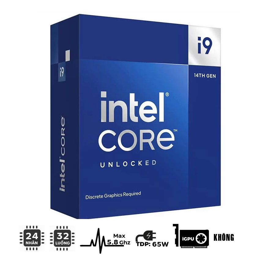 CPU Intel Core i9 14900F (Intel LGA1700 - 24 Core - 32 Thread - Base 2.0Ghz - Turbo 5.8Ghz - Cache 36MB)