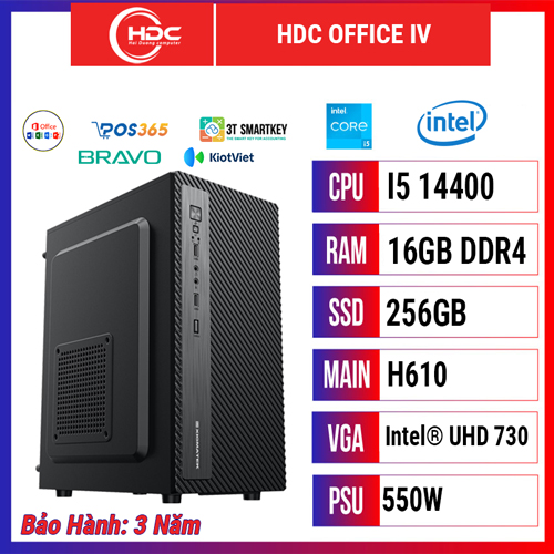 PC HDC OFFICE IV CPU i5 14400 – RAM 16GB DDR4 – SSD 256GB – MAIN B760M - UHD Graphics